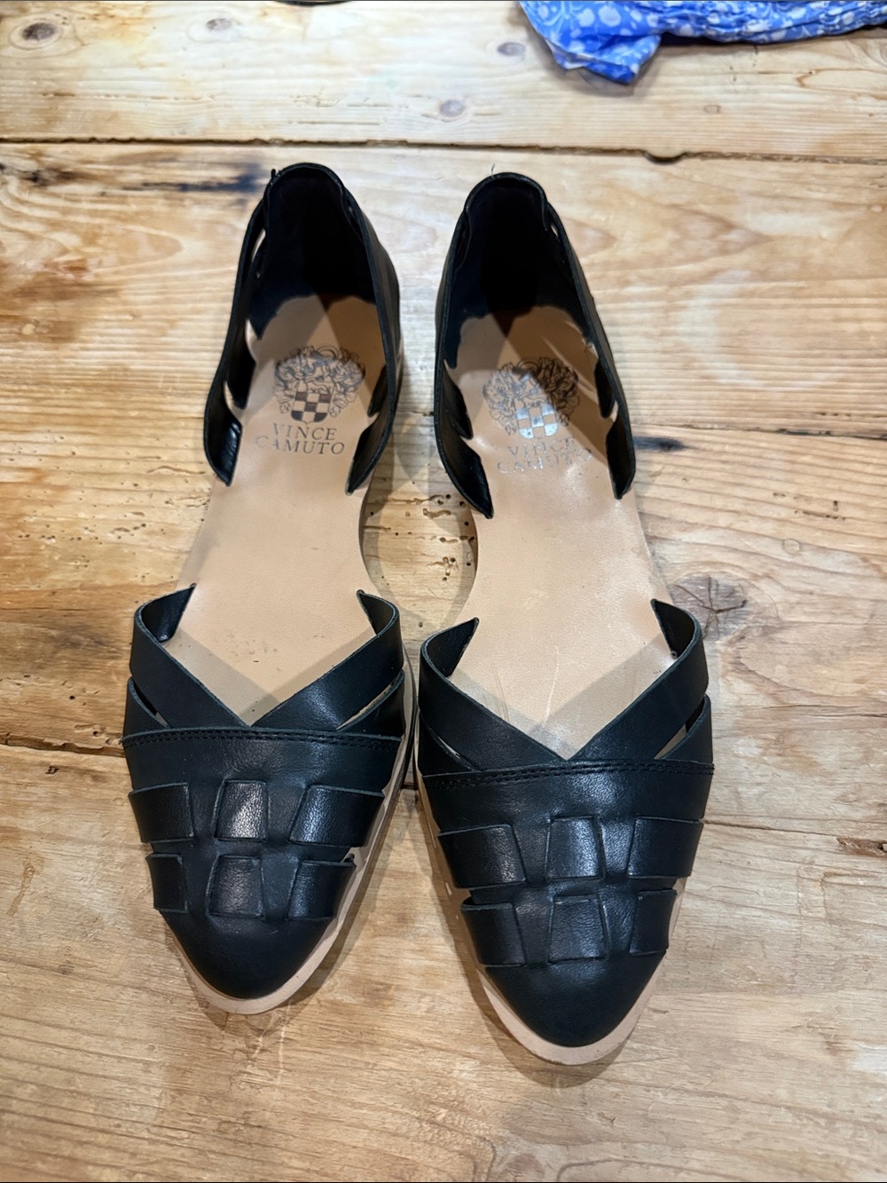 Vince Camuto Black Women's Woven D'Orsay Flats